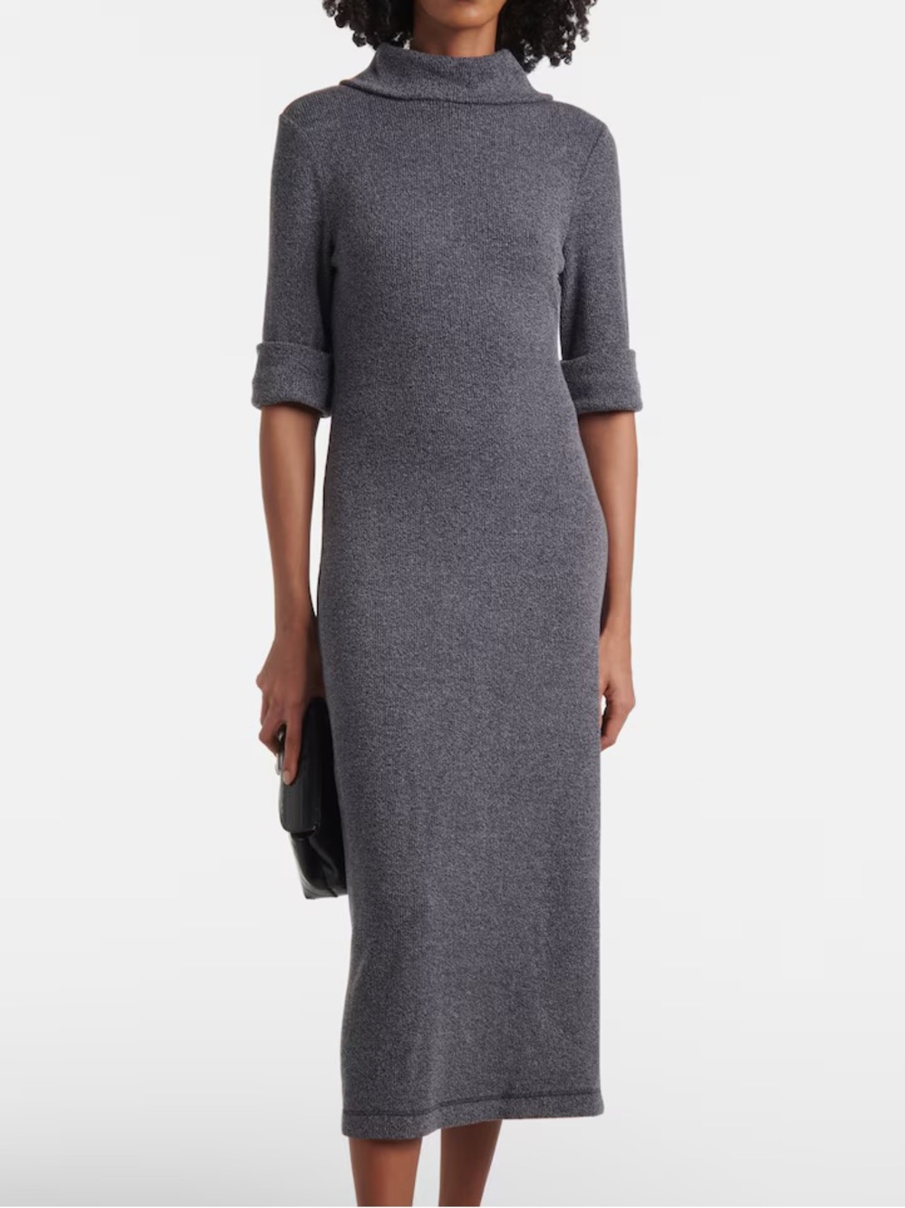 Proenza Schouler Women XS Blue Cerine Ribbed-Knit Boucle Midi Dress NWOT